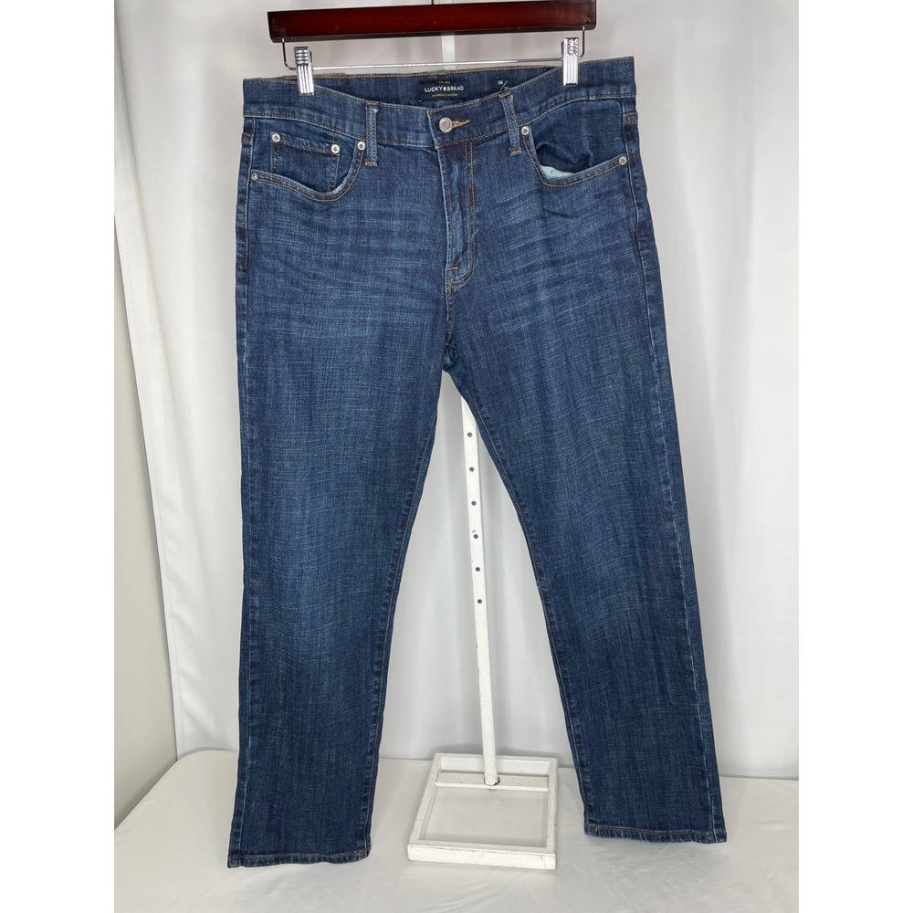 Lucky Brand 221 Straight Jeans Mens 36x30 Blue Excellent Dark Wash Denim 7MC1031